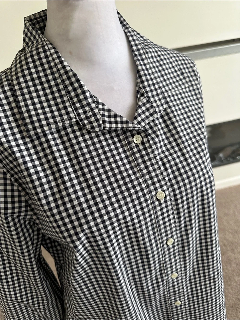 J. Crew Black and White Gingham Button-Down Shirt